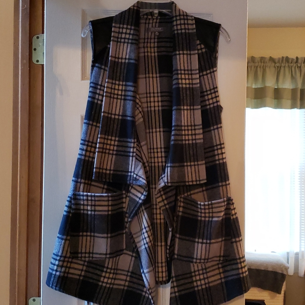 Lisa Rinna Belted Plaid Vest